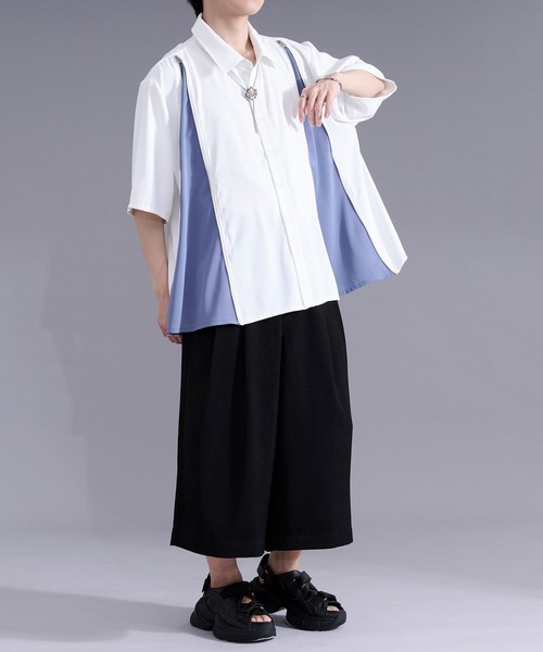 Ellno Loset(エルノロゼット)の「2wayラインジップデザインシャツ(シャツ/ブラウス・メンズ・オフホワイト/ブラック・MEDIUM/SMALL/LARGE)」の5枚目の写真