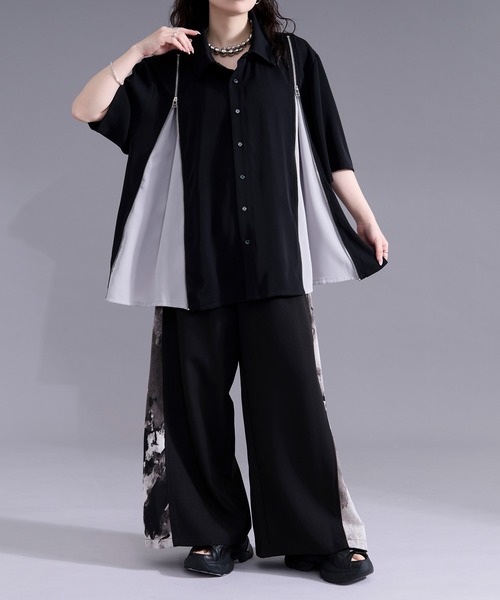 Ellno Loset(エルノロゼット)の「2wayラインジップデザインシャツ(シャツ/ブラウス・メンズ・オフホワイト/ブラック・MEDIUM/SMALL/LARGE)」の4枚目の写真