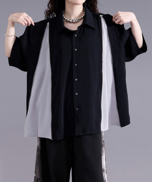 Ellno Loset(エルノロゼット)の「2wayラインジップデザインシャツ(シャツ/ブラウス・メンズ・オフホワイト/ブラック・MEDIUM/SMALL/LARGE)」の21枚目の写真