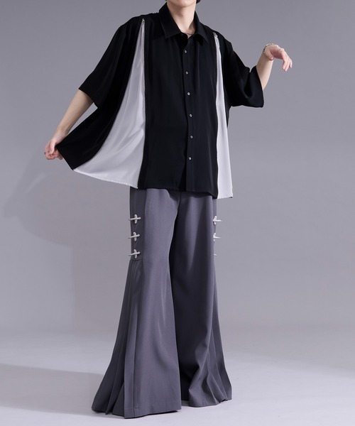 Ellno Loset(エルノロゼット)の「2wayラインジップデザインシャツ(シャツ/ブラウス・メンズ・オフホワイト/ブラック・MEDIUM/SMALL/LARGE)」の18枚目の写真
