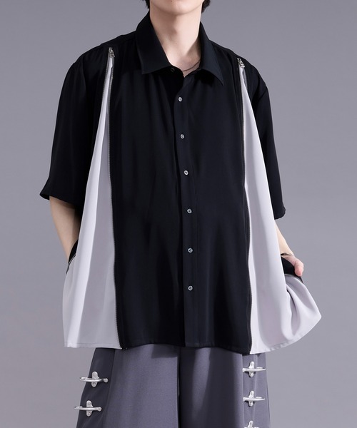 Ellno Loset(エルノロゼット)の「2wayラインジップデザインシャツ(シャツ/ブラウス・メンズ・オフホワイト/ブラック・MEDIUM/SMALL/LARGE)」の10枚目の写真