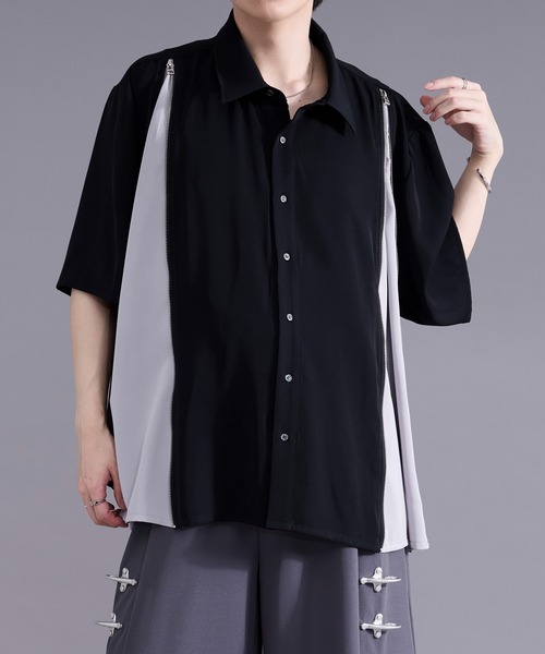 Ellno Loset(エルノロゼット)の「2wayラインジップデザインシャツ(シャツ/ブラウス・メンズ・オフホワイト/ブラック・MEDIUM/SMALL/LARGE)」の9枚目の写真