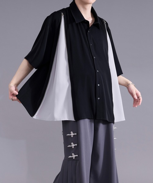 Ellno Loset(エルノロゼット)の「2wayラインジップデザインシャツ(シャツ/ブラウス・メンズ・オフホワイト/ブラック・MEDIUM/SMALL/LARGE)」の11枚目の写真
