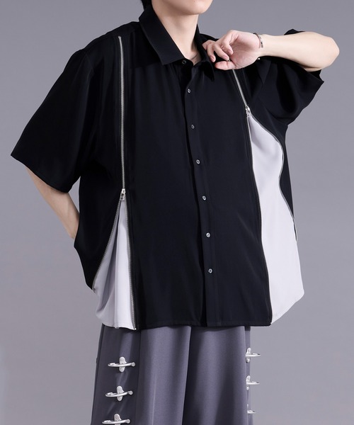 Ellno Loset(エルノロゼット)の「2wayラインジップデザインシャツ(シャツ/ブラウス・メンズ・オフホワイト/ブラック・MEDIUM/SMALL/LARGE)」の12枚目の写真