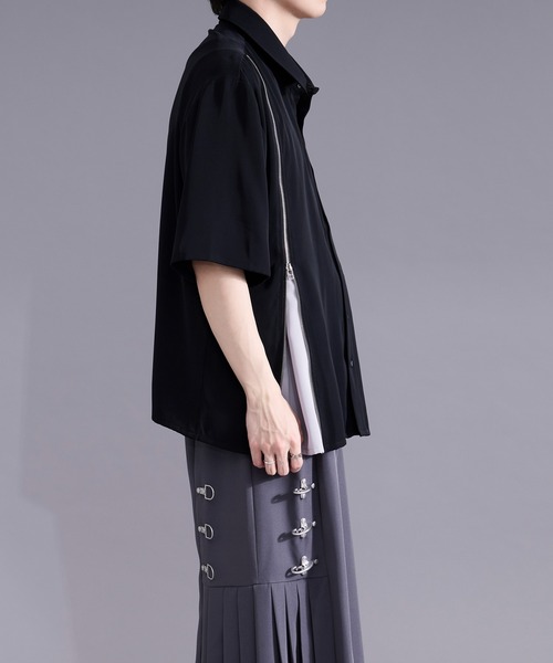Ellno Loset(エルノロゼット)の「2wayラインジップデザインシャツ(シャツ/ブラウス・メンズ・オフホワイト/ブラック・MEDIUM/SMALL/LARGE)」の14枚目の写真