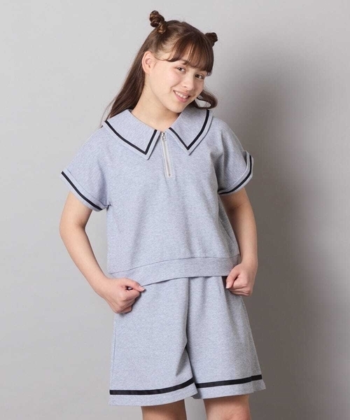セール】[130-160]【冷感/セットアップ】セーラーカラー配色ライン