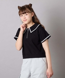 a.v.v（アーヴェヴェ）の「[130-160]【冷感/セットアップ】セーラーカラー配色ラインセットアップ（セットアップ）」