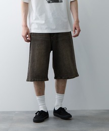 NAVY ヴィンテージ加工 ストレッチデニム 5PKワイドショーツ