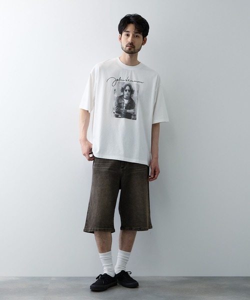 NAVY(ネイビー)の「NAVY ヴィンテージ加工 ストレッチデニム 5PKワイドショーツ(デニムパンツ・メンズ・ライトインディゴブルー/ブラック/ダークインディゴブルー・XL/M/L)」の4枚目の写真