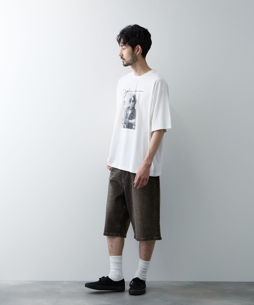 NAVY(ネイビー)の「NAVY ヴィンテージ加工 ストレッチデニム 5PKワイドショーツ(デニムパンツ・メンズ・ライトインディゴブルー/ブラック/ダークインディゴブルー・XL/M/L)」の5枚目の写真