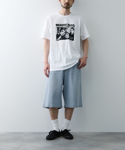 NAVY(ネイビー)の「NAVY ヴィンテージ加工 ストレッチデニム 5PKワイドショーツ(デニムパンツ・メンズ・ライトインディゴブルー/ブラック/ダークインディゴブルー・XL/M/L)」の7枚目の写真