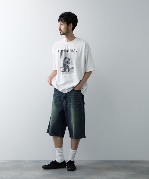 NAVY(ネイビー)の「NAVY ヴィンテージ加工 ストレッチデニム 5PKワイドショーツ(デニムパンツ・メンズ・ライトインディゴブルー/ブラック/ダークインディゴブルー・XL/M/L)」の11枚目の写真