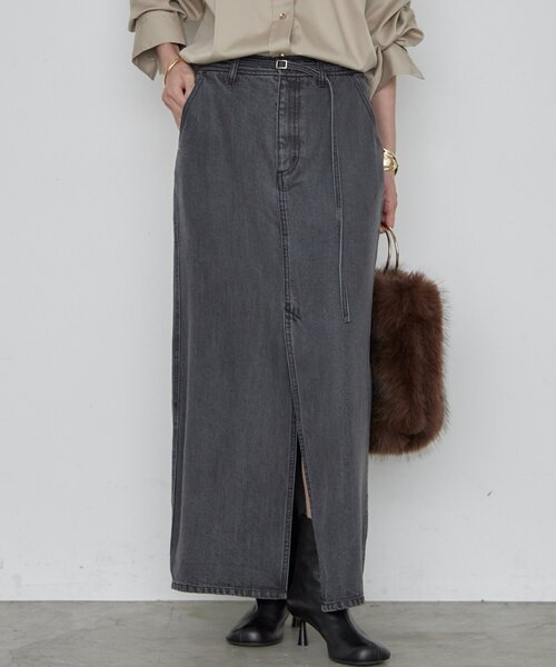 LOUNGEDRESS(ラウンジドレス)の「《肌触り抜群/セットアップ可》リヨセルタイトスカート(スカート・レディース・チャコールグレー/ライトベージュ/ブラウン/ベージュ/ブラック・MEDIUM/SMALL)」の2枚目の写真
