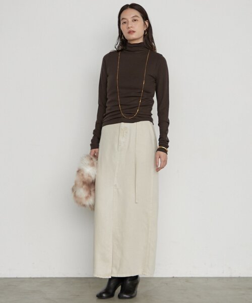 LOUNGEDRESS(ラウンジドレス)の「《肌触り抜群/セットアップ可》リヨセルタイトスカート 秋服(スカート・レディース・チャコールグレー/ライトベージュ/ブラウン/ベージュ/ブラック・MEDIUM/SMALL)」の12枚目の写真