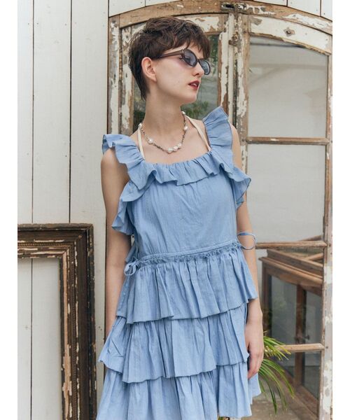jouetie(ジュエティ)の「ティアードフリルミニワンピース(ワンピース・レディース・ブルー/オフホワイト/ブラック・FREE)」の22枚目の写真