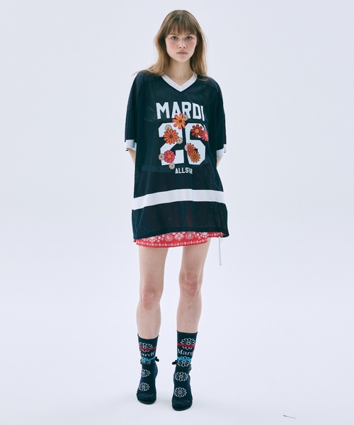 Mardi Mercredi(マルディメクルディ)の「MESH JERSEY TOP HALF SLEEVE BLOSSOM / メッシュ ジャージ トップ ハーフ スリーブ ブロッサム(Tシャツ/カットソー・レディース・グレー/ネイビー/ピンク/ブラック・FREE)」の9枚目の写真