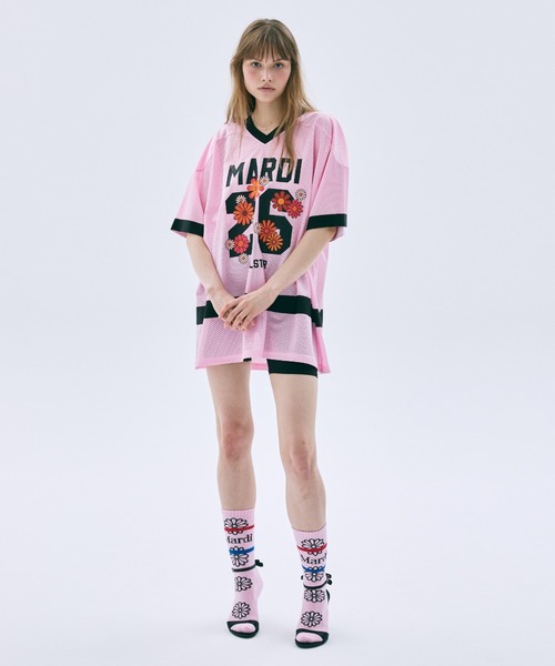 Mardi Mercredi(マルディメクルディ)の「MESH JERSEY TOP HALF SLEEVE BLOSSOM / メッシュ ジャージ トップ ハーフ スリーブ ブロッサム(Tシャツ/カットソー・レディース・グレー/ネイビー/ピンク/ブラック・FREE)」の10枚目の写真