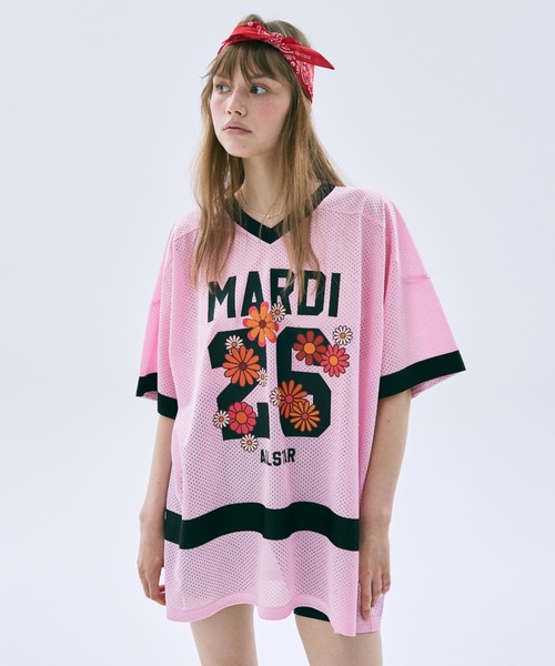 Mardi Mercredi(マルディメクルディ)の「MESH JERSEY TOP HALF SLEEVE BLOSSOM / メッシュ ジャージ トップ ハーフ スリーブ ブロッサム(Tシャツ/カットソー・レディース・グレー/ネイビー/ピンク/ブラック・FREE)」の12枚目の写真