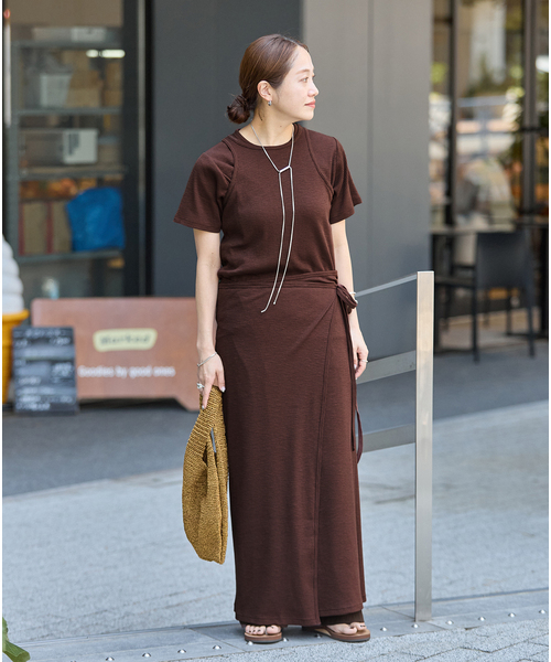 JOURNAL STANDARD(ジャーナルスタンダード)の「《追加》マルチマッチ スラブリブ ラップスカート(スカート・レディース・ライトブルー/ブラウン/ブラックミックス・FREE)」の6枚目の写真