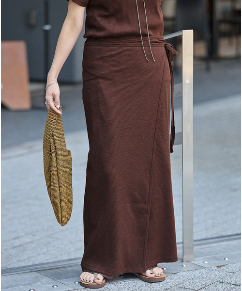 JOURNAL STANDARD(ジャーナルスタンダード)の「《追加》マルチマッチ スラブリブ ラップスカート(スカート・レディース・ライトブルー/ブラウン/ブラックミックス・FREE)」の18枚目の写真