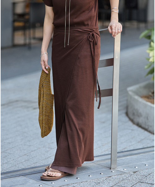 JOURNAL STANDARD(ジャーナルスタンダード)の「《追加》マルチマッチ スラブリブ ラップスカート(スカート・レディース・ライトブルー/ブラウン/ブラックミックス・FREE)」の19枚目の写真