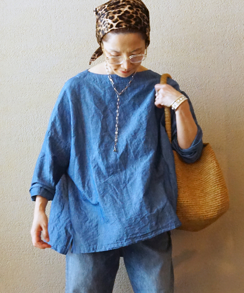 JOURNAL STANDARD LUXE(ジャーナルスタンダード ラックス)の「CLシャンブレー ボートネックブラウス(シャツ/ブラウス・レディース・ブルー系その他/ホワイト・FREE)」の1枚目の写真