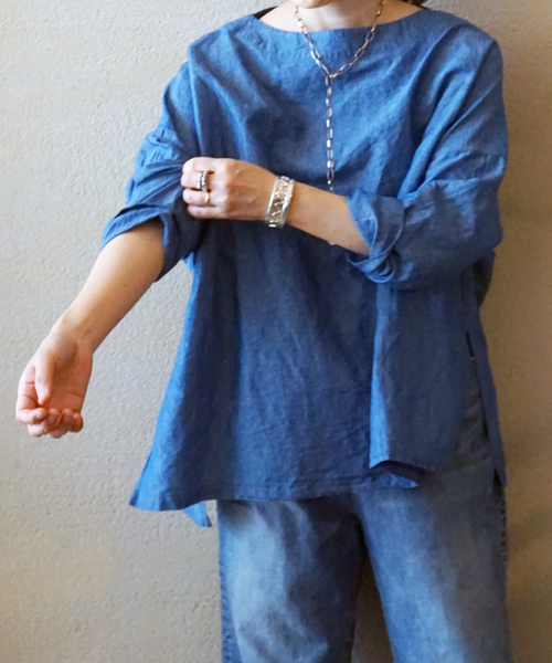 JOURNAL STANDARD LUXE(ジャーナルスタンダード ラックス)の「CLシャンブレー ボートネックブラウス(シャツ/ブラウス・レディース・ブルー系その他/ホワイト・FREE)」の10枚目の写真