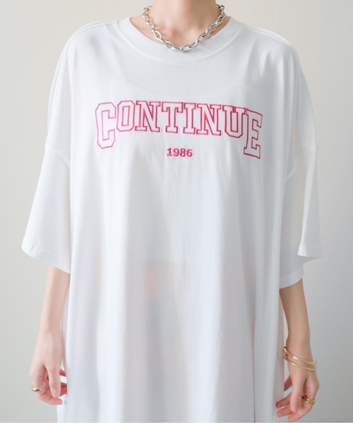 DOLLUPOOPS(ドールアップウップス)の「Logo Loose T-Shirt Dress(ロゴルーズTシャツワンピース)(ワンピース・レディース・オフホワイト/グレー・FREE)」の9枚目の写真