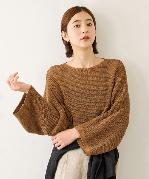 ROPE'（ロペ）の「ドルマンスリーブプルオーバーニット/イージーケア（ニット/セーター・レディース・ブラック/ベージュ系その他/キャメル・FREE）」の3枚目の写真