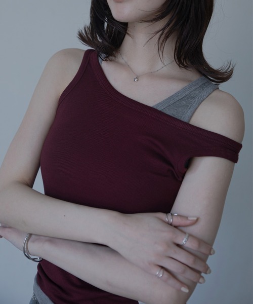 VACANCY(ヴァカンシー)の「2pack リブタンクトップ(Tシャツ/カットソー・レディース・ボルドー/ブラウン/ピンク/ホワイト・FREE)」の1枚目の写真