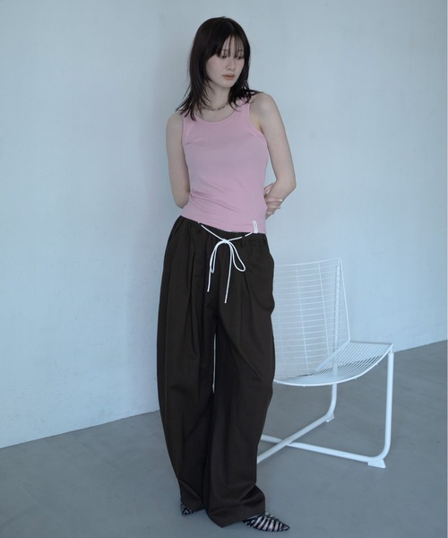 VACANCY(ヴァカンシー)の「2pack リブタンクトップ(Tシャツ/カットソー・レディース・ボルドー/ブラウン/ピンク/ホワイト・FREE)」の10枚目の写真