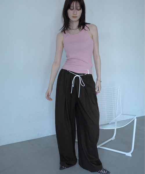 VACANCY(ヴァカンシー)の「2pack リブタンクトップ(Tシャツ/カットソー・レディース・ボルドー/ブラウン/ピンク/ホワイト・FREE)」の11枚目の写真