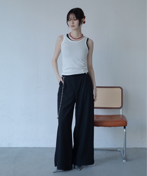 VACANCY(ヴァカンシー)の「2pack リブタンクトップ(Tシャツ/カットソー・レディース・ボルドー/ブラウン/ピンク/ホワイト・FREE)」の16枚目の写真