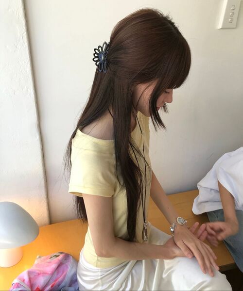 Majournee(マジョネ)の「BOAT NECK CAP SLEEVE T-SHIRT_YELLOW(Tシャツ/カットソー・レディース・その他・OS)」の2枚目の写真