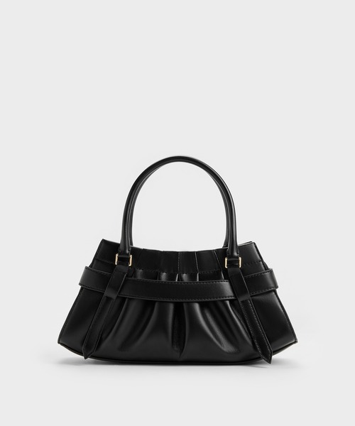 CHARLES & KEITH（チャールズ & キース）の「Isolde イゾルデ ベルト ルーシュド クロスボディバッグ（ボディバッグ/ウエストポーチ・レディース・ブラック/チョコ・S）」の6枚目の写真