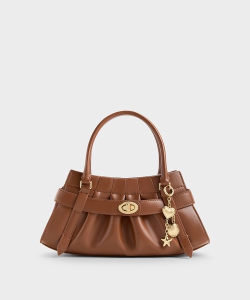 CHARLES & KEITH（チャールズ & キース）の「Isolde イゾルデ ベルト ルーシュド クロスボディバッグ（ボディバッグ/ウエストポーチ・レディース・ブラック/チョコ・S）」の12枚目の写真