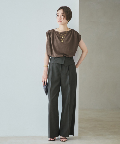 plage(プラージュ)の「WO/TA flap パンツ(スラックス・レディース・グレー/チャコールグレー・36/34/38)」の3枚目の写真