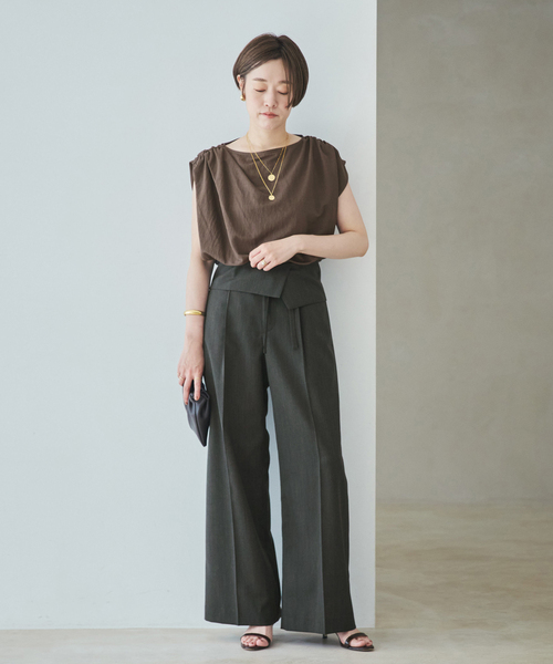 plage(プラージュ)の「WO/TA flap パンツ(スラックス・レディース・グレー/チャコールグレー・36/34/38)」の6枚目の写真