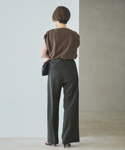 plage(プラージュ)の「WO/TA flap パンツ(スラックス・レディース・グレー/チャコールグレー・36/34/38)」の8枚目の写真