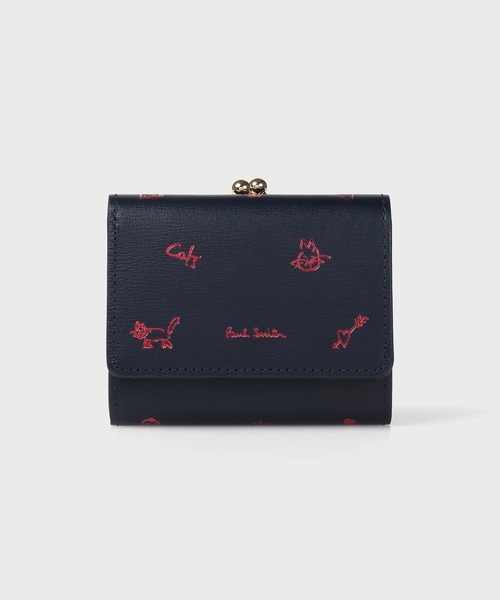 Paul Smith(ポールスミス)の「カラードゥードゥル 3つ折りがま口財布 / 555433 W180CA(財布・レディース・ピンク/ミント/ネイビー・FREE)」の1枚目の写真