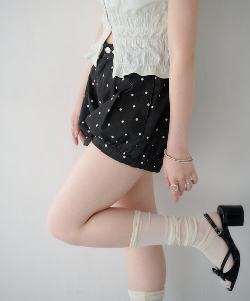 Kastane(カスタネ)の「【WEB先行/セットアップ対応】ドットツイルショートパンツ(その他パンツ・レディース・ブラック/ブラウン・FREE)」の5枚目の写真