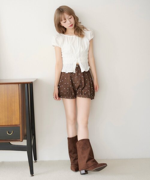 Kastane(カスタネ)の「【WEB先行/セットアップ対応】ドットツイルショートパンツ(その他パンツ・レディース・ブラック/ブラウン・FREE)」の20枚目の写真
