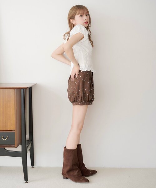 Kastane(カスタネ)の「【WEB先行/セットアップ対応】ドットツイルショートパンツ(その他パンツ・レディース・ブラック/ブラウン・FREE)」の21枚目の写真