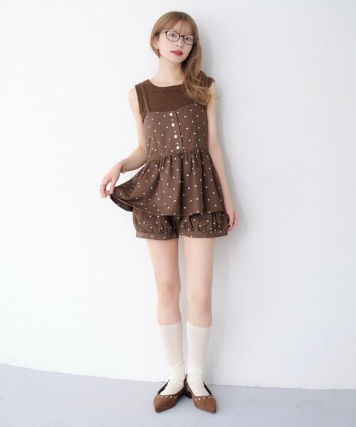 Kastane(カスタネ)の「【WEB先行/セットアップ対応】ドットツイルショートパンツ(その他パンツ・レディース・ブラック/ブラウン・FREE)」の22枚目の写真