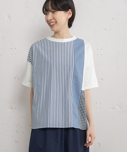 POU DOU DOU(プードゥドゥ)の「布帛切り替えトップス(Tシャツ/カットソー・レディース・ブラック/オフホワイト・M)」の12枚目の写真