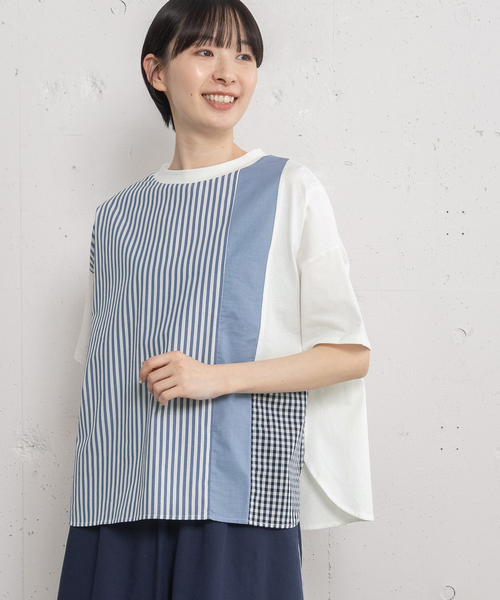 POU DOU DOU(プードゥドゥ)の「布帛切り替えトップス(Tシャツ/カットソー・レディース・ブラック/オフホワイト・M)」の13枚目の写真
