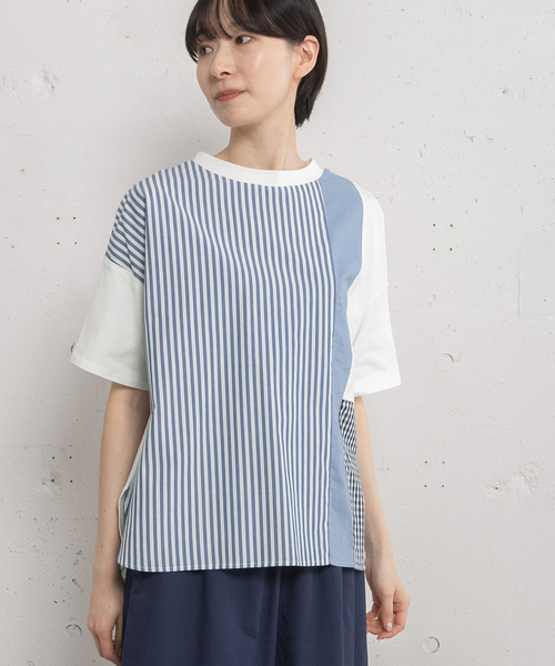 POU DOU DOU(プードゥドゥ)の「布帛切り替えトップス(Tシャツ/カットソー・レディース・ブラック/オフホワイト・M)」の14枚目の写真