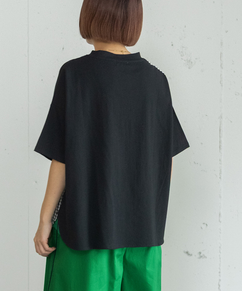 POU DOU DOU(プードゥドゥ)の「布帛切り替えトップス(Tシャツ/カットソー・レディース・ブラック/オフホワイト・M)」の11枚目の写真