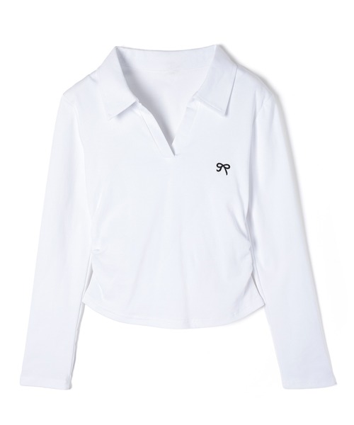 M DOLLY(エムドリー)の「Ribbon sadie polo long tops / リボンセイディポロロングトップス(ポロシャツ・レディース・ネイビー/ホワイト/ブラック・FREE)」の19枚目の写真