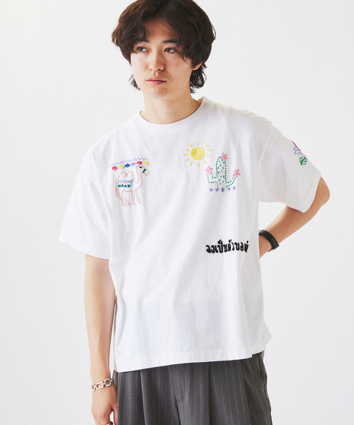 JOURNAL STANDARD relume(ジャーナルスタンダード レリューム)の「タイランド ハンドステッチ 刺繍 Tシャツ(Tシャツ/カットソー・メンズ・ホワイト/ブラック・LARGE/MEDIUM)」の17枚目の写真